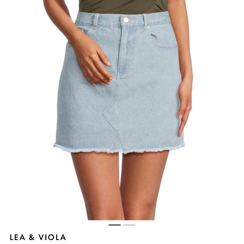 - Lea & Viola mini denim skirt with raw edge NWT 2